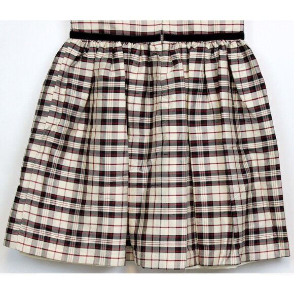 2003 Gymboree Holiday Magic Plaid Silk Dress sz 3 5 Rose Bow Lined Formal White - Picture 6 of 8